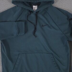 Nike Hoodie Mens Medium Teal Therma-FIT Hooded Fitness Solid Arm Pocket Pullover